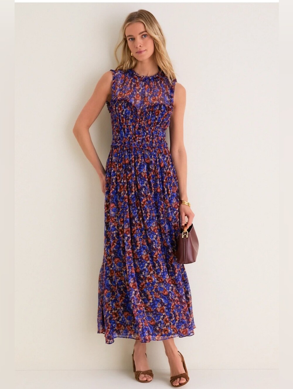 Ulla Johnson - 2026 Violet Kasia Silk Chiffon Midi Dress-Size 2